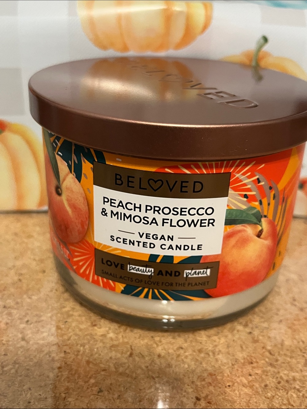 Beloved Peach Prosecco & Mimosa Flower Vegan Scented Candle - Orange
